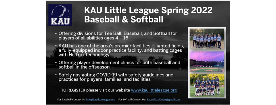 2022 Spring Baseball and Softball Registration is OPEN!